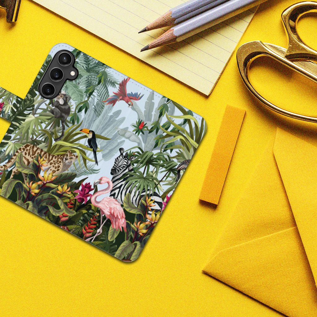 Telefoonhoesje met Pasjes voor Samsung Galaxy S23 FE Jungle met tropisch dierenontwerp 🌴