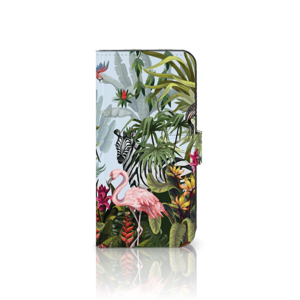 Telefoonhoesje met Pasjes voor Samsung Galaxy S23 FE Jungle met kleurrijke dieren zoals een flamingo 🦩 en zebra.