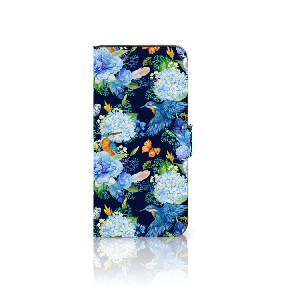 Samsung Galaxy S24 FE Telefoonhoesje met Pasjes IJsvogel bloemen aanzicht