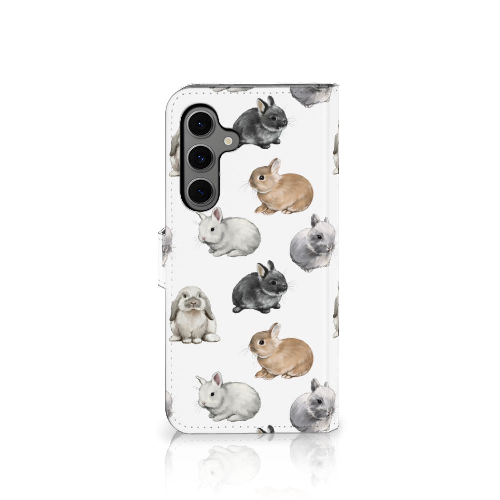 Samsung Galaxy S24 FE Telefoonhoesje met Pasjes Konijntjes voorkant