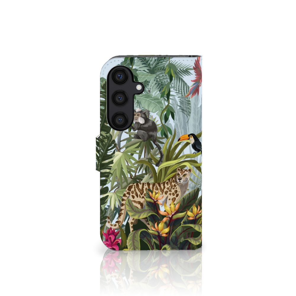 Samsung Galaxy S24 Telefoonhoesje met Pasjes Jungle design zijkant