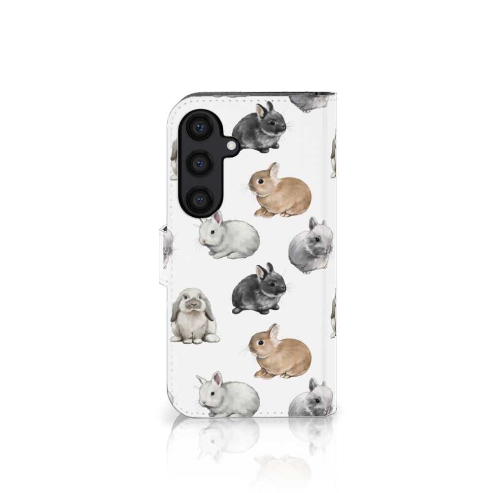 Samsung Galaxy S24 Telefoonhoesje met Pasjes Konijntjes aanzicht