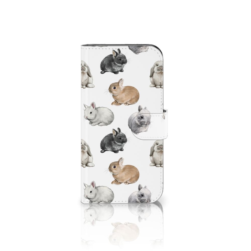 Samsung Galaxy S24 Telefoonhoesje met Pasjes Konijntjes vooraanzicht