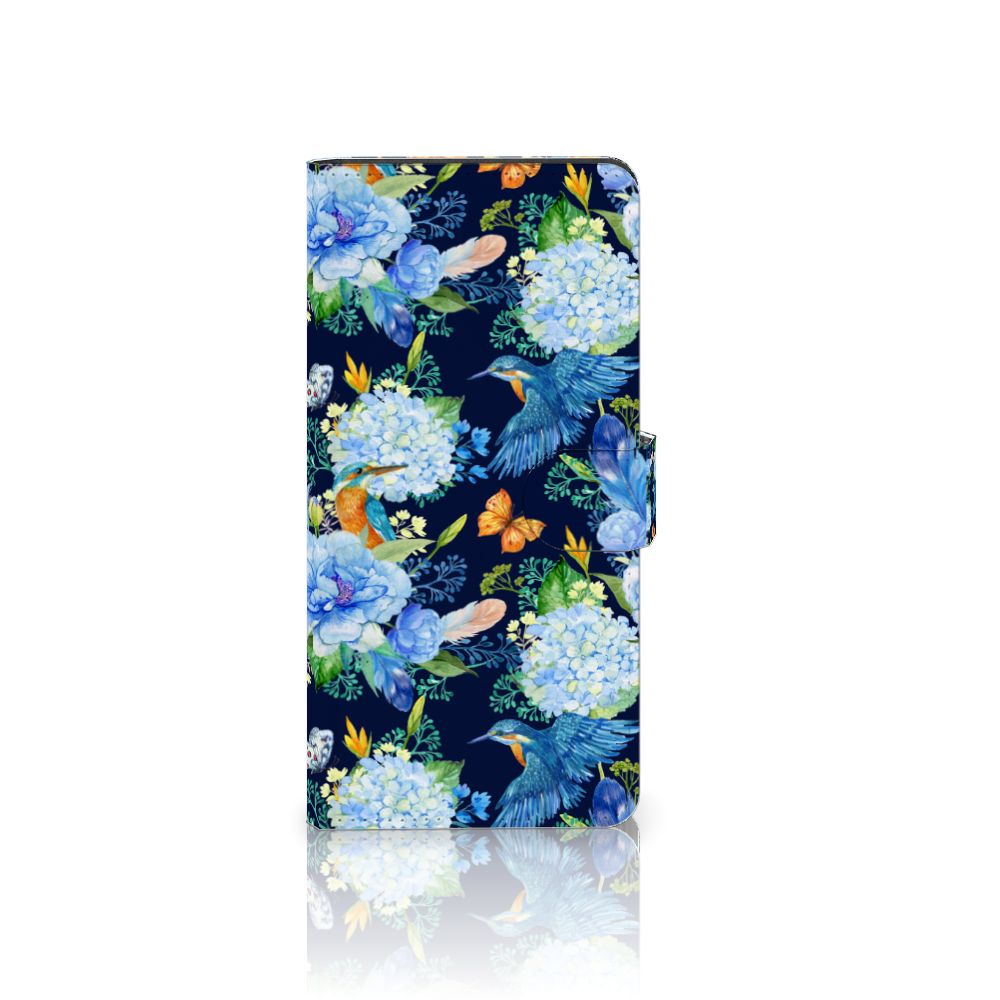 Samsung Galaxy S24 Ultra Telefoonhoesje met Pasjes IJsvogel bloemen aanzicht