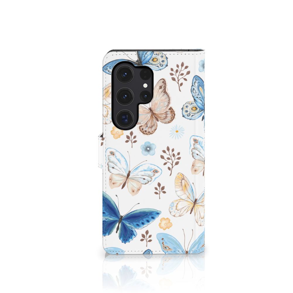 Samsung Galaxy S24 Ultra Telefoonhoesje met Pasjes Vlinder achteraanzicht