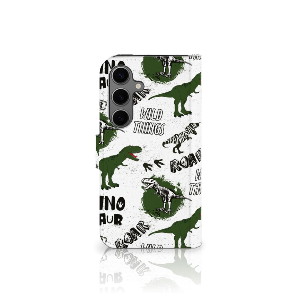 Samsung Galaxy S25 Telefoonhoesje met Pasjes Dinosaurus aanzicht