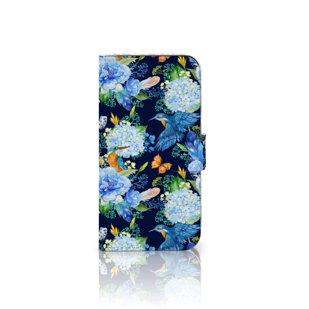 Samsung Galaxy S25 Telefoonhoesje met Pasjes IJsvogel bloemen motief aanzicht