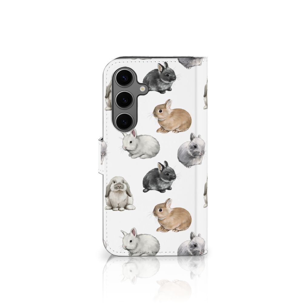Samsung Galaxy S25 Telefoonhoesje met Pasjes Konijntjes voorzijde