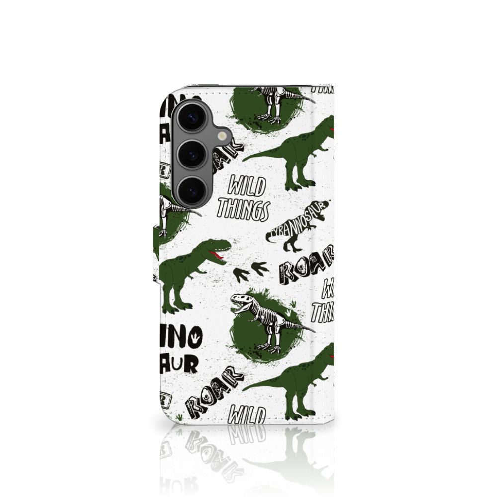 Samsung Galaxy S25 Plus Telefoonhoesje met Pasjes Dinosaurus ontwerp voorkant