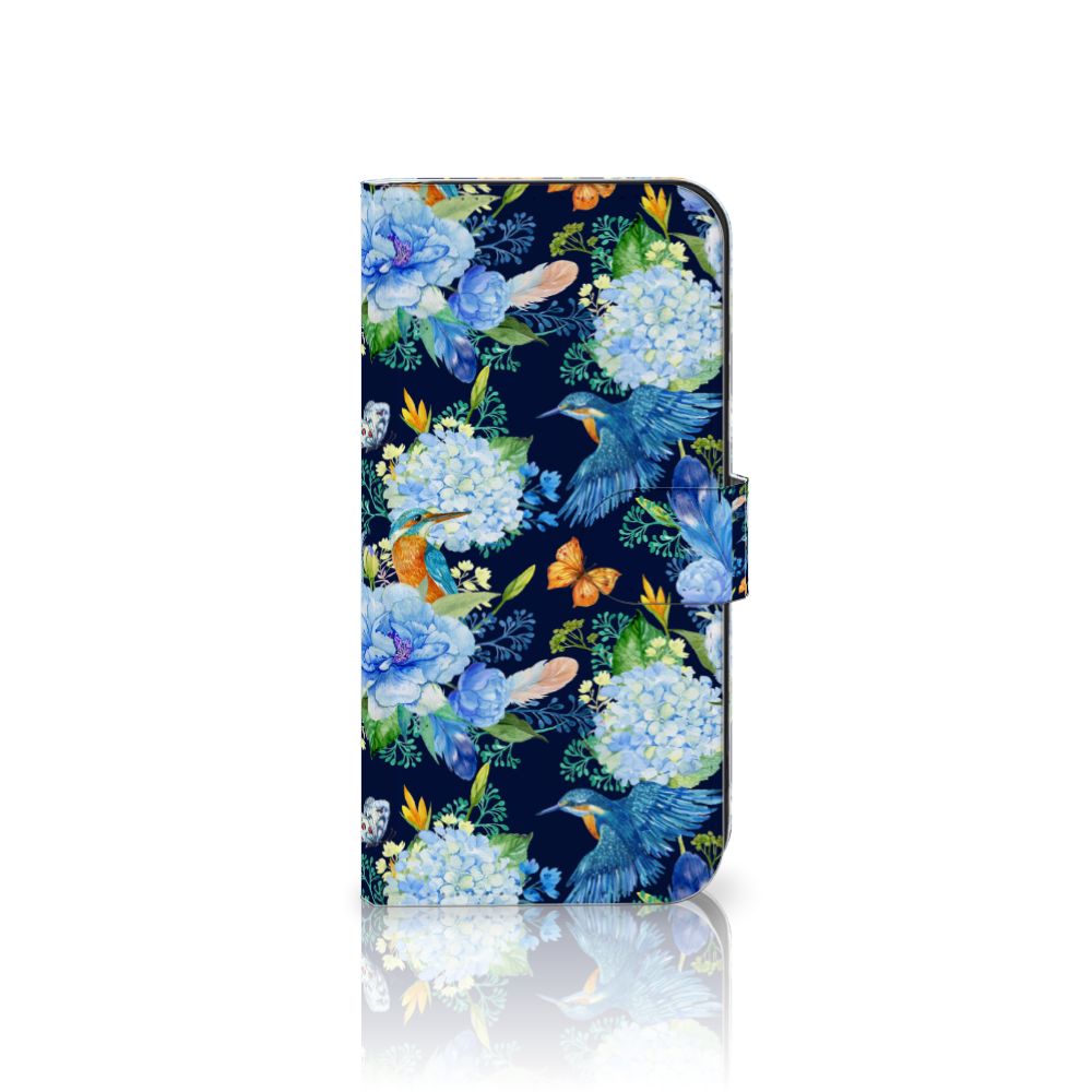 Samsung Galaxy S25 Plus Telefoonhoesje met Pasjes IJsvogel bloemen aanzicht