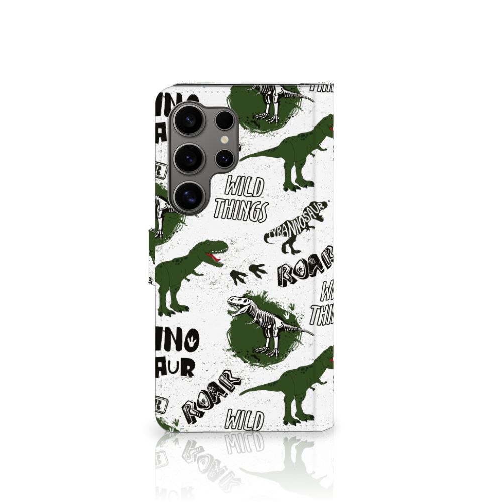 Samsung Galaxy S25 Ultra Telefoonhoesje met Pasjes Dinosaurus design voorkant