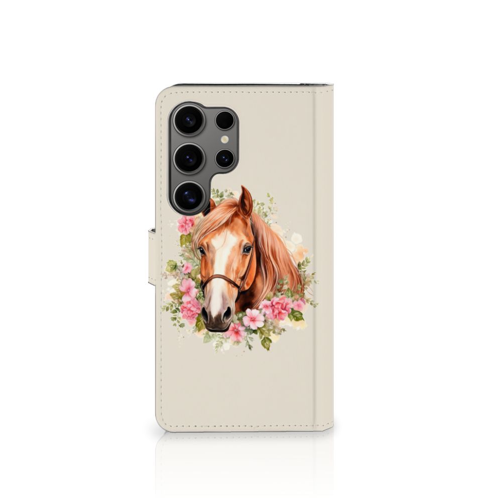 Samsung Galaxy S25 Ultra Telefoonhoesje met Pasjes Paard voorkant