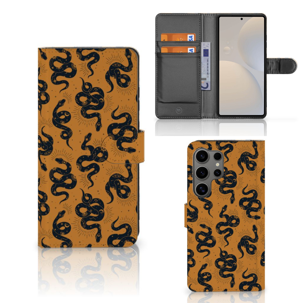 Samsung Galaxy S25 Ultra Telefoonhoesje met Pasjes Snakes voorkant achterkant binnenkant