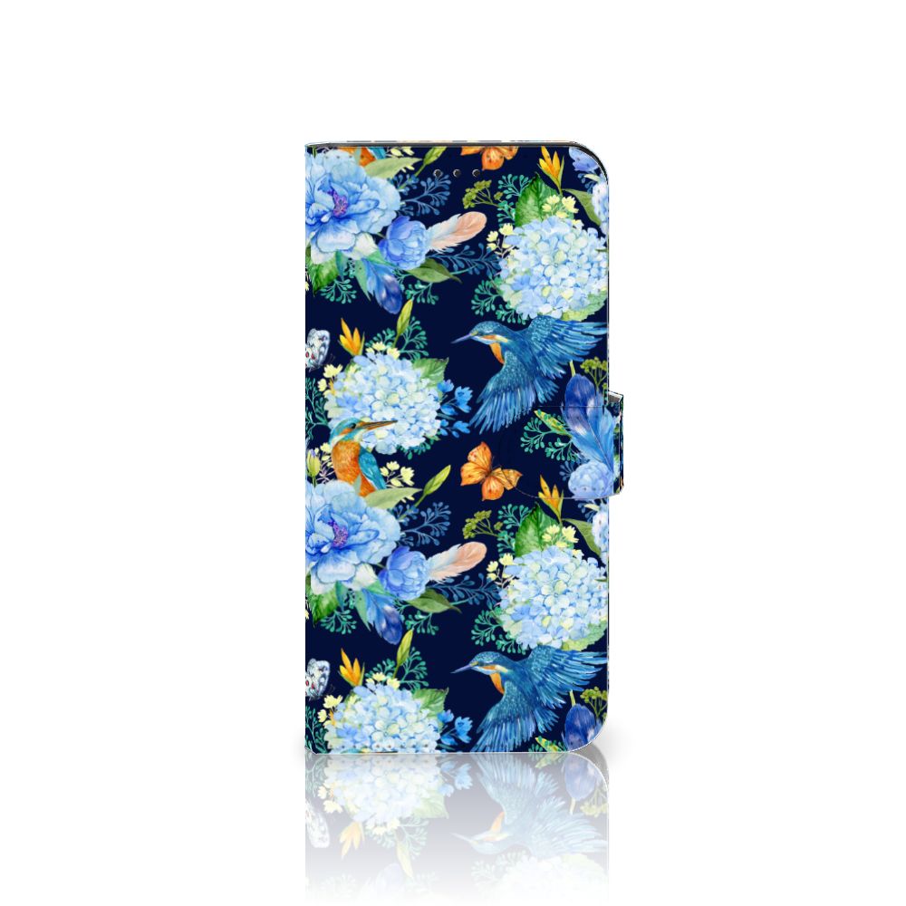 Samsung Galaxy Xcover 6 Pro Telefoonhoesje met Pasjes IJsvogel bloemen design voorkant