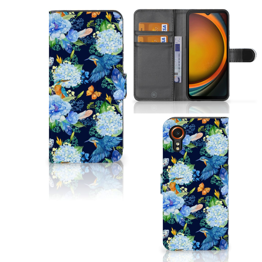 Samsung Galaxy Xcover 7 Telefoonhoesje met Pasjes IJsvogel vooraanzicht en binnenkant