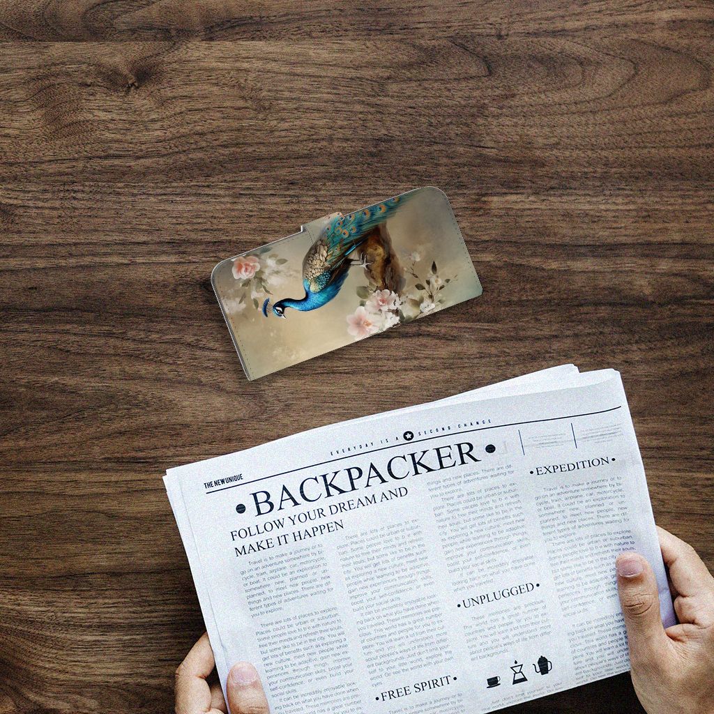 Sony Xperia 10 V Telefoonhoesje met Pasjes Vintage Pauwen bovenaanzicht