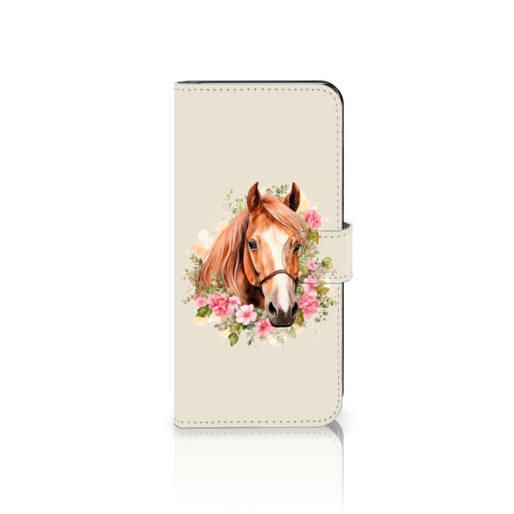 Telefoonhoesje met Pasjes voor Xiaomi 12T | 12T Pro Paard met bloemenprint 🌸 voor stijlvolle bescherming.