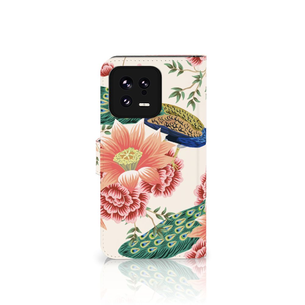 Xiaomi 13 Telefoonhoesje met Pasjes Pink Peacock voorkant