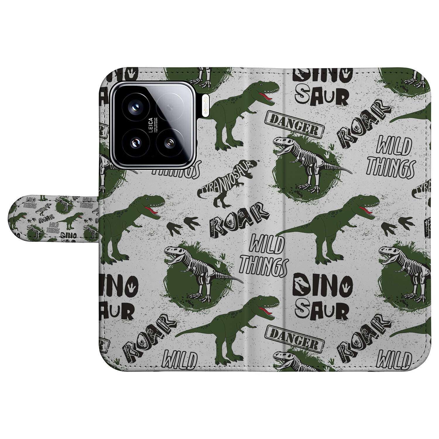 Xiaomi 15 Telefoonhoesje met Pasjes Dinosaurus design voorzijde