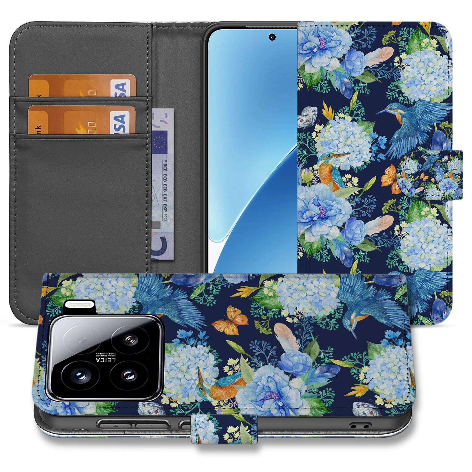 Xiaomi 15 Telefoonhoesje met Pasjes IJsvogel design vooraanzicht