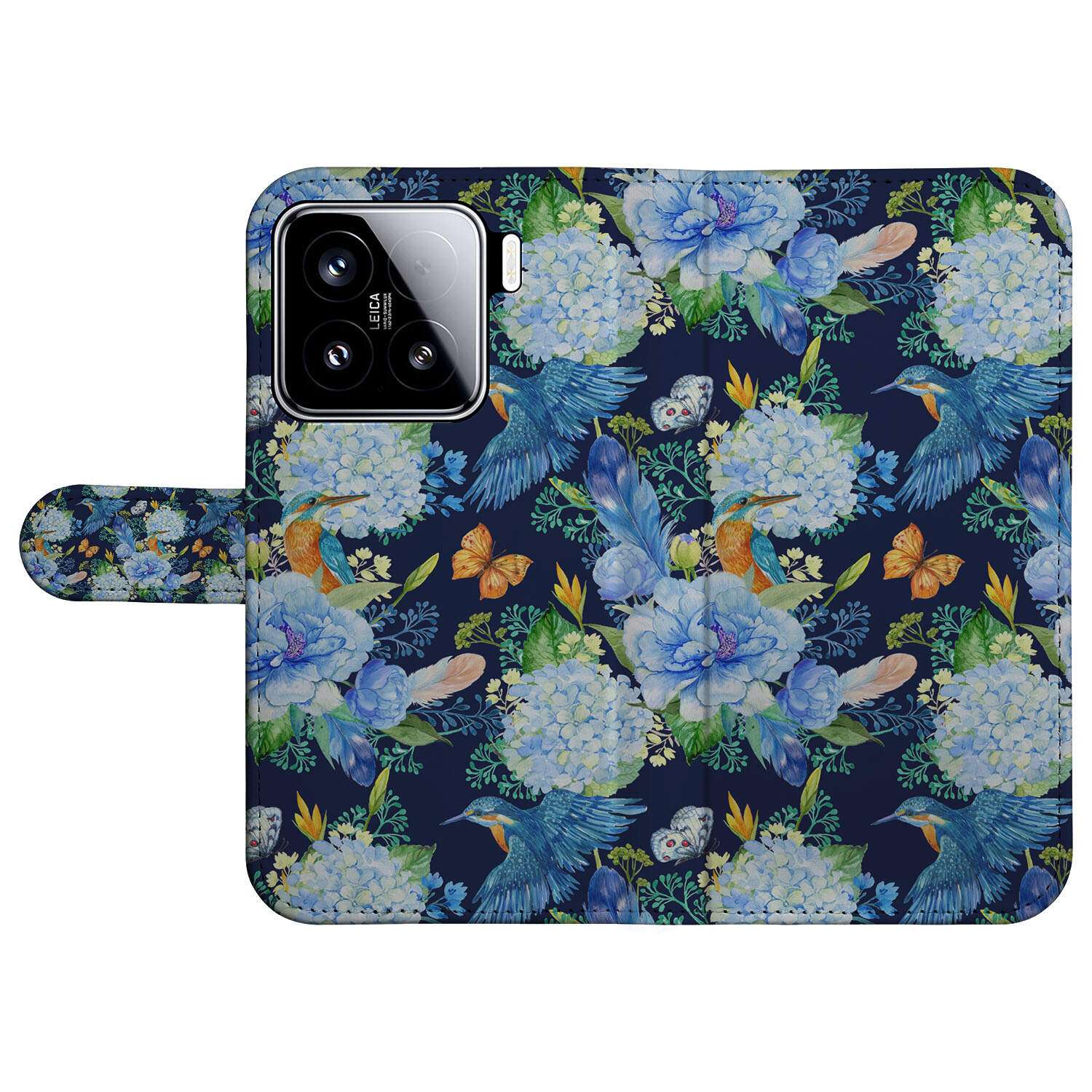Xiaomi 15 Telefoonhoesje met Pasjes IJsvogel design bovenaanzicht