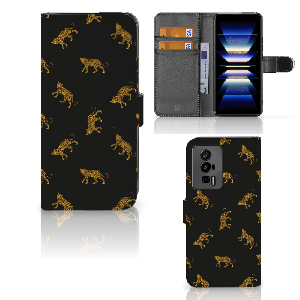 Telefoonhoesje met Pasjes voor Xiaomi Poco F5 Pro Leopards