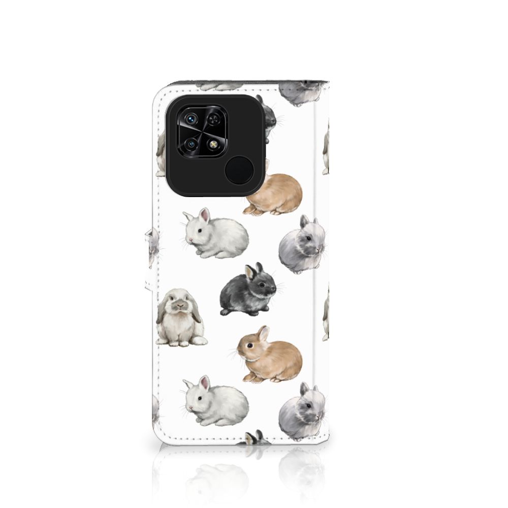 Xiaomi Redmi 10C Telefoonhoesje met Pasjes Konijntjes voorkant