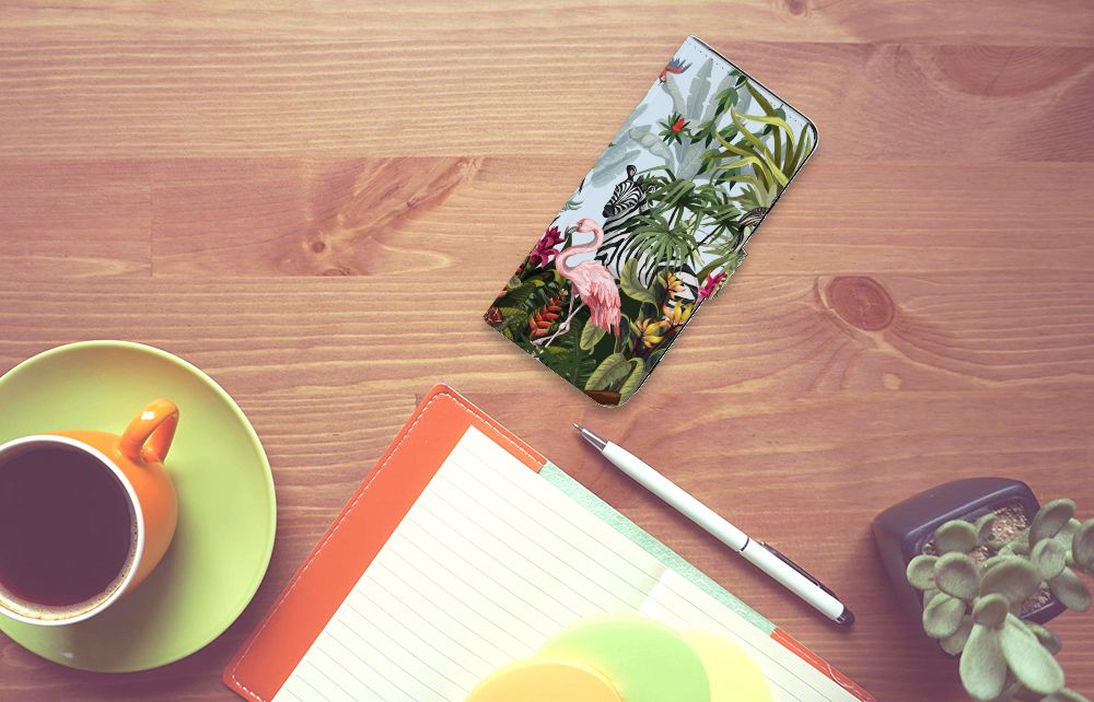 Xiaomi Redmi 12 Telefoonhoesje met Pasjes Jungle design bovenaanzicht