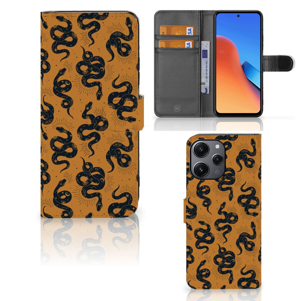 Xiaomi Redmi 12 Telefoonhoesje met Pasjes Snakes voorkant achterkant
