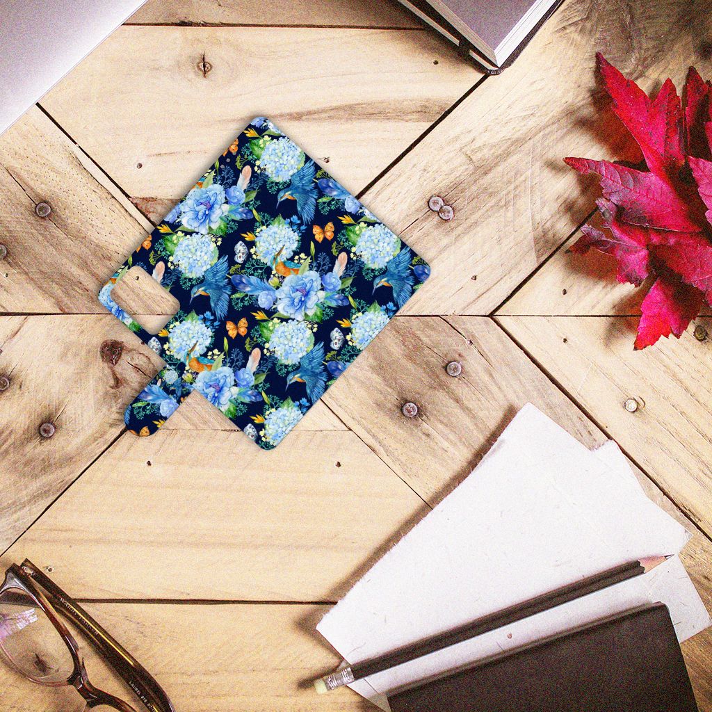 Telefoonhoesje met Pasjes voor Xiaomi Redmi Note 10 Pro IJsvogel bloemen patroon bovenaanzicht