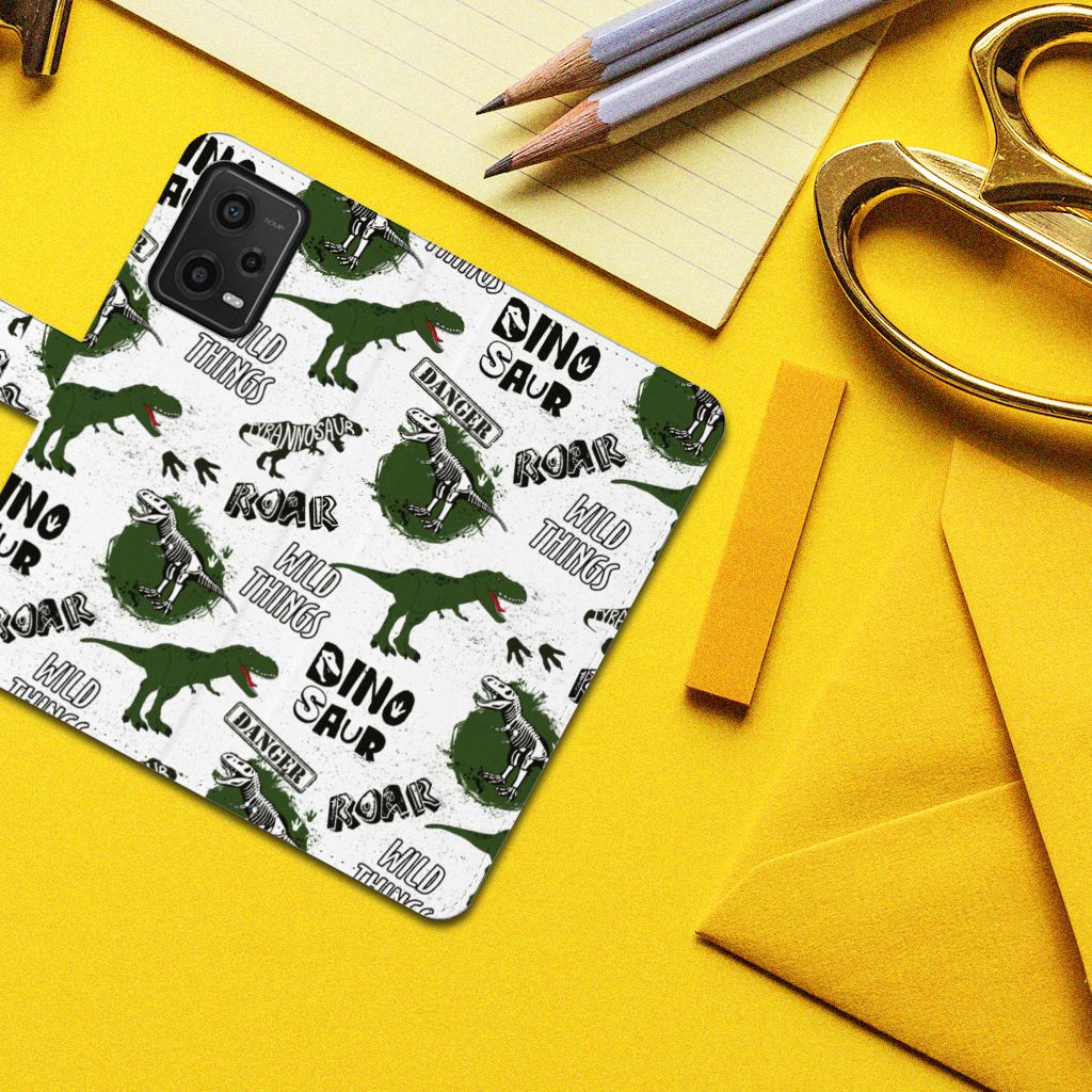 Telefoonhoesje met Pasjes voor Xiaomi Redmi Note 12 5G | Poco X5 Dinosaurus dino design vlak