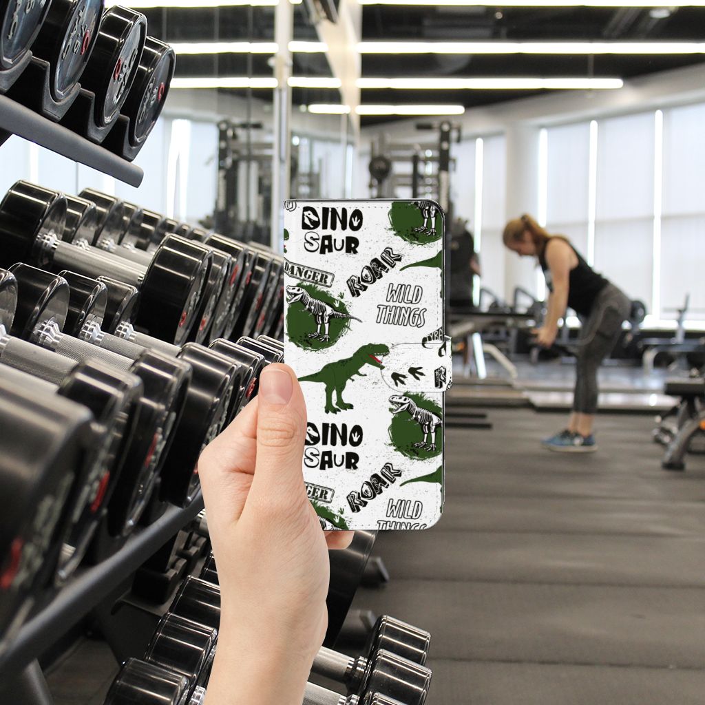 Telefoonhoesje met Pasjes voor Xiaomi Redmi Note 12 5G | Poco X5 Dinosaurus dino design hand gym