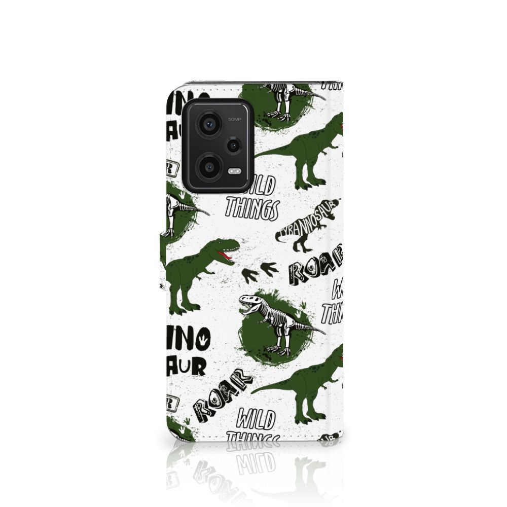 Telefoonhoesje met Pasjes voor Xiaomi Redmi Note 12 5G | Poco X5 Dinosaurus dino design vooraanzicht
