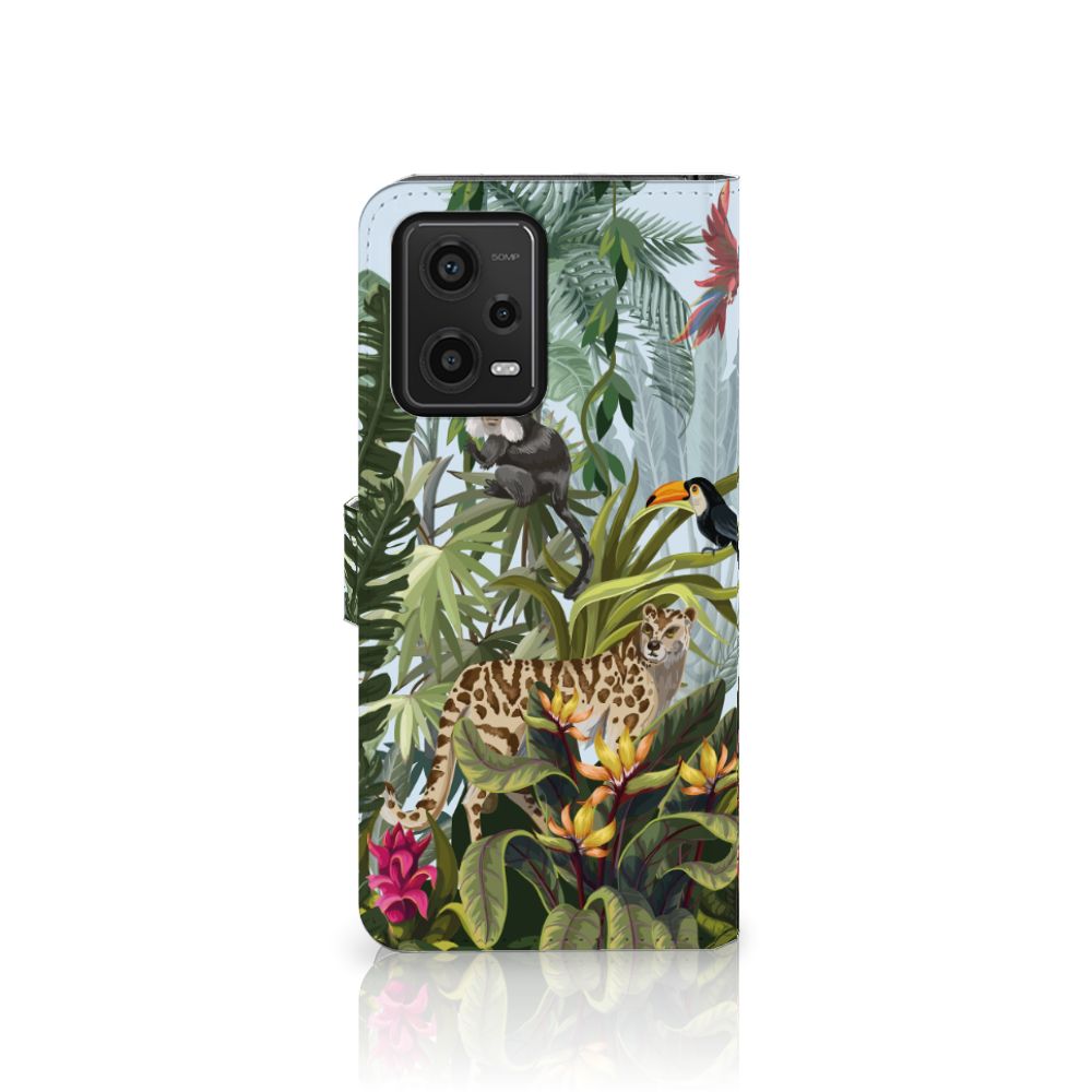 Telefoonhoesje met Pasjes voor Xiaomi Redmi Note 12 5G | Poco X5 Jungle jungle stijl dieren flora