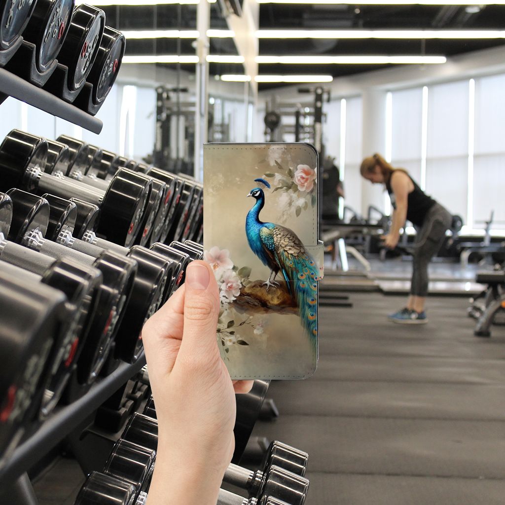 Xiaomi Redmi Note 12 5G Poco X5 Telefoonhoesje met Pasjes Vintage Pauwen aanzicht