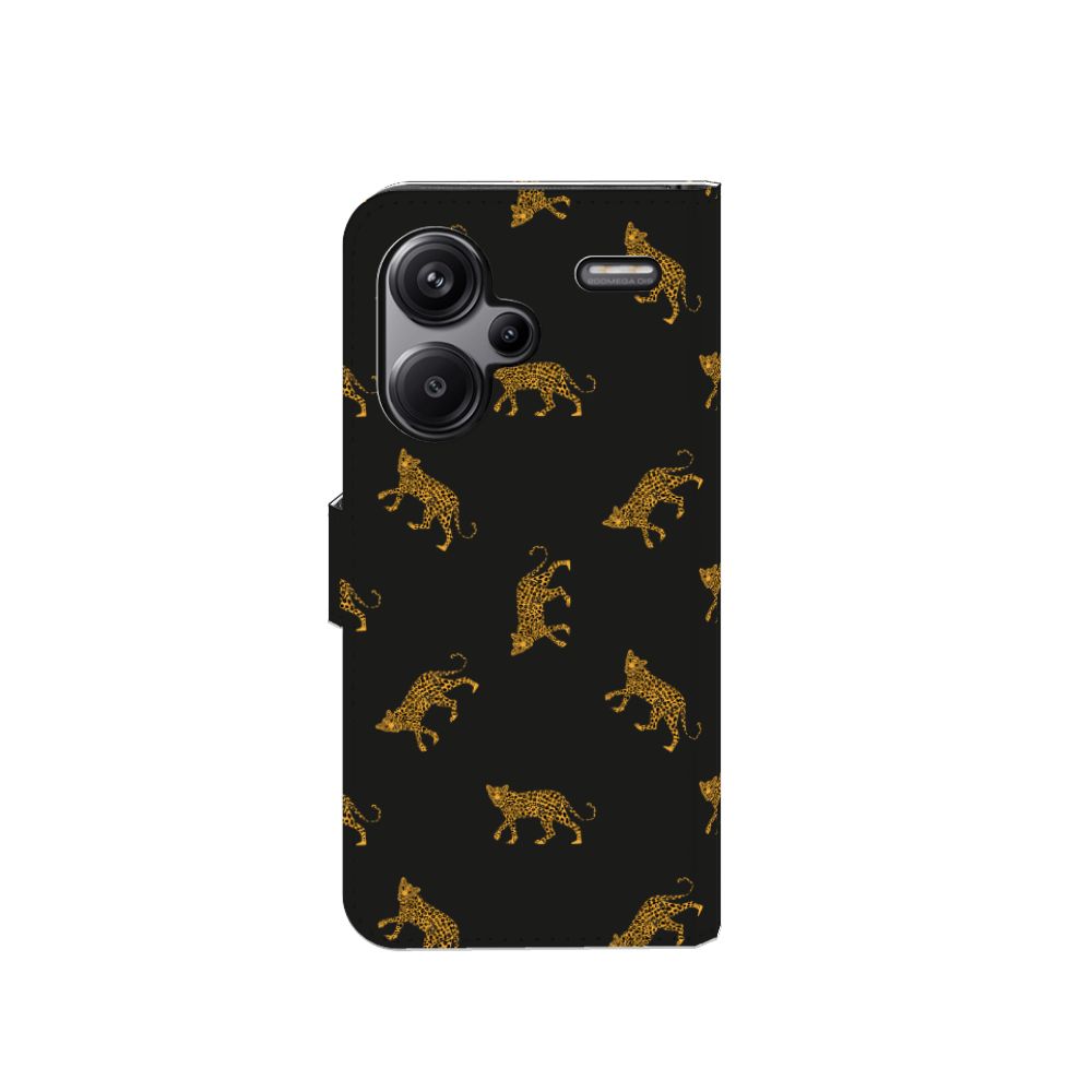 Xiaomi Redmi Note 13 Pro Plus Telefoonhoesje met Pasjes Leopards zijkant