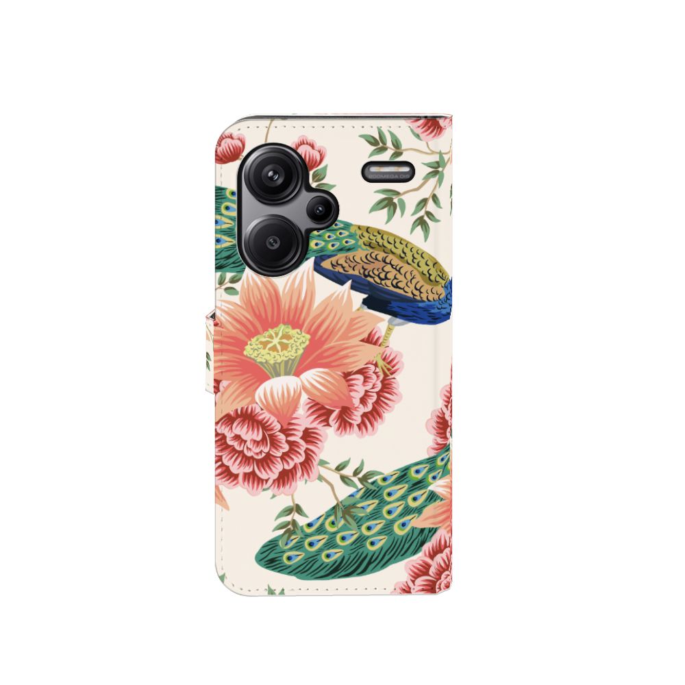 Xiaomi Redmi Note 13 Pro Plus Telefoonhoesje met Pasjes Pink Peacock voorkant