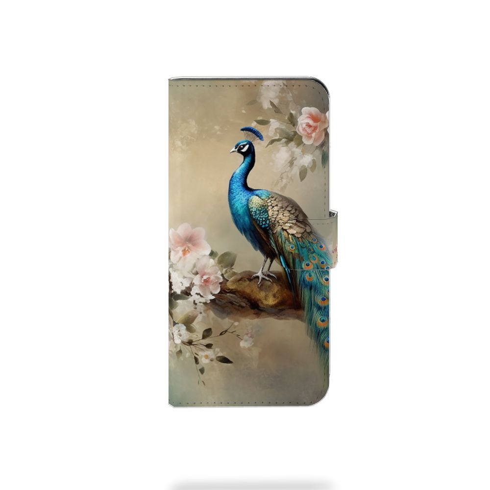 Telefoonhoesje met Pasjes voor Xiaomi Redmi Note 13 Pro Plus Vintage Pauwen met prachtige pauw en bloemen.