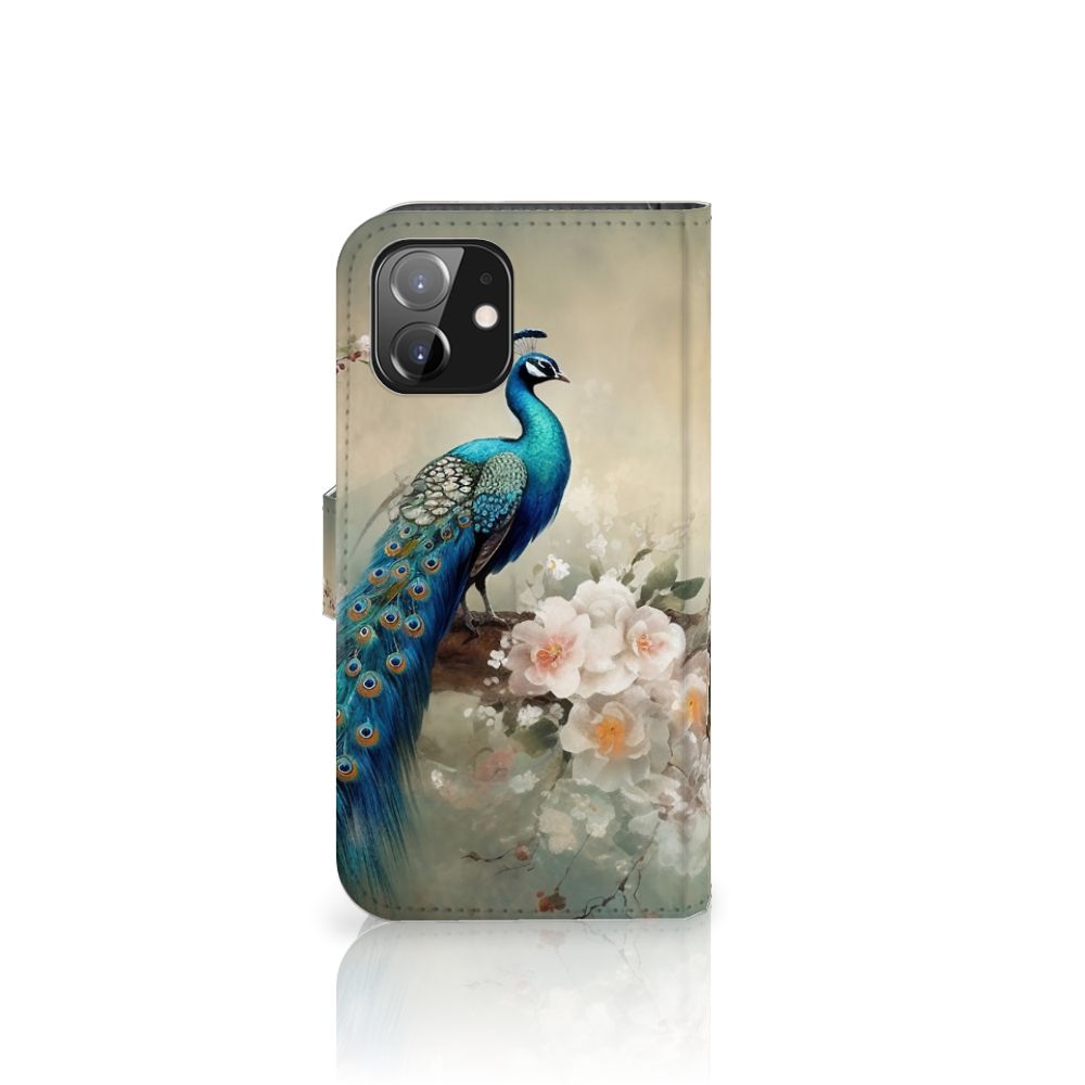 Telefoonhoesje met Pasjes voor iPhone 12 | 12 Pro (6.1") Vintage Pauwen