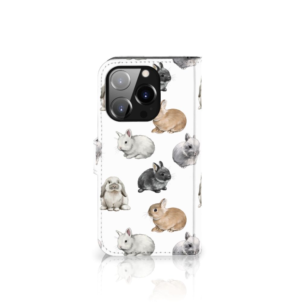 Telefoonhoesje met Pasjes voor iPhone 14 Pro Konijntjes met schattige konijnen design 🐰