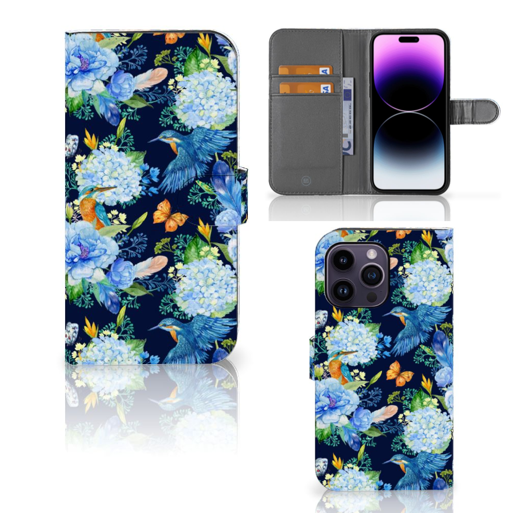 iPhone 15 Pro Max Telefoonhoesje met Pasjes IJsvogel voorkant binnenkant zijkant