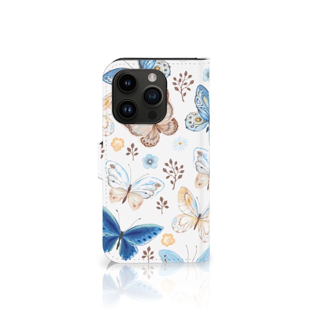 Telefoonhoesje met Pasjes voor iPhone 15 Pro Vlinder met kleurige vlinders 🦋.