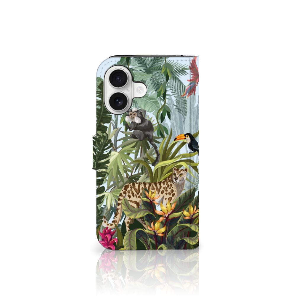 iPhone 16 Telefoonhoesje met Pasjes Jungle design voorkant