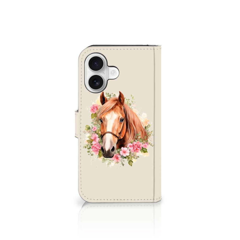 iPhone 16 Telefoonhoesje met Pasjes Paard voorzijde