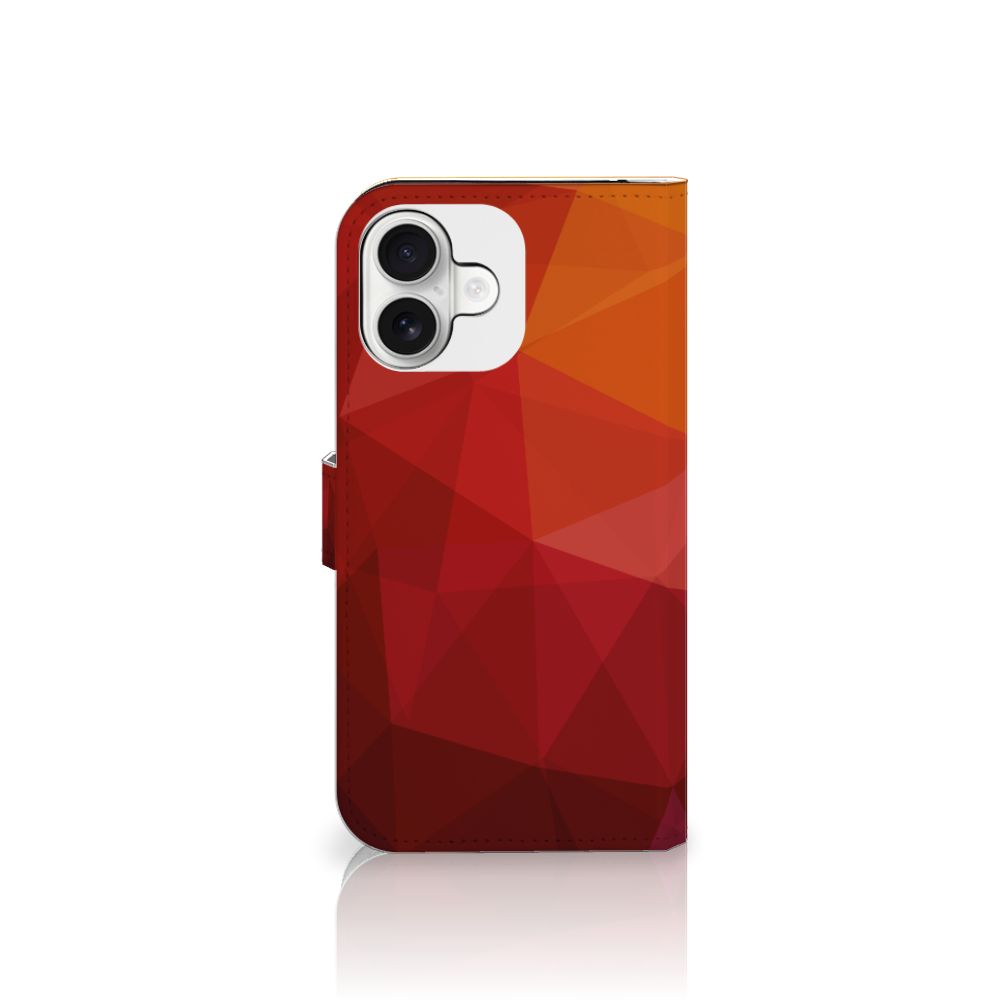 Telefoonhoesje met Pasjes voor iPhone 16 Plus IJsvogel geometrisch design rood zijde