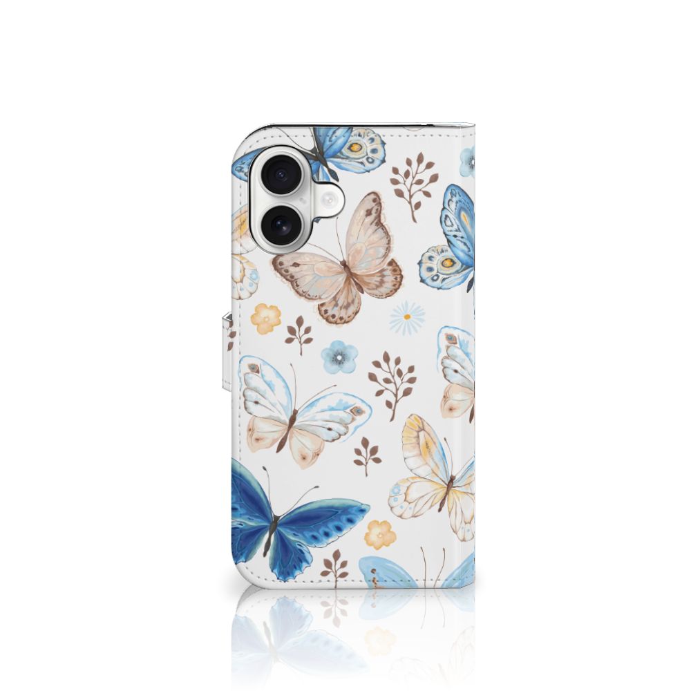 iPhone 16 Plus Telefoonhoesje met Pasjes Vlinder zijaanzicht