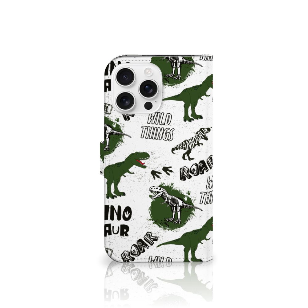 iPhone 16 Pro Max Telefoonhoesje met Pasjes Dinosaurus design aanzicht