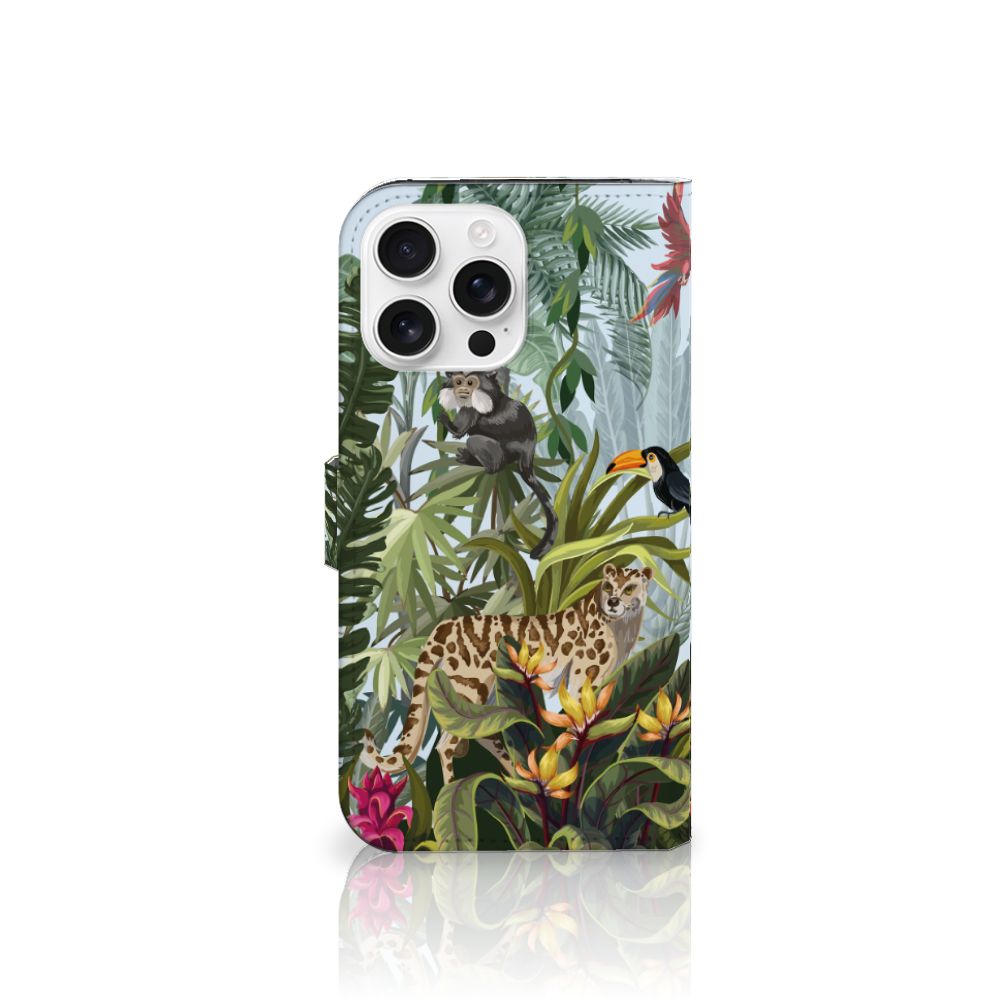 iPhone 16 Pro Max Telefoonhoesje met Pasjes Jungle design vooraanzicht