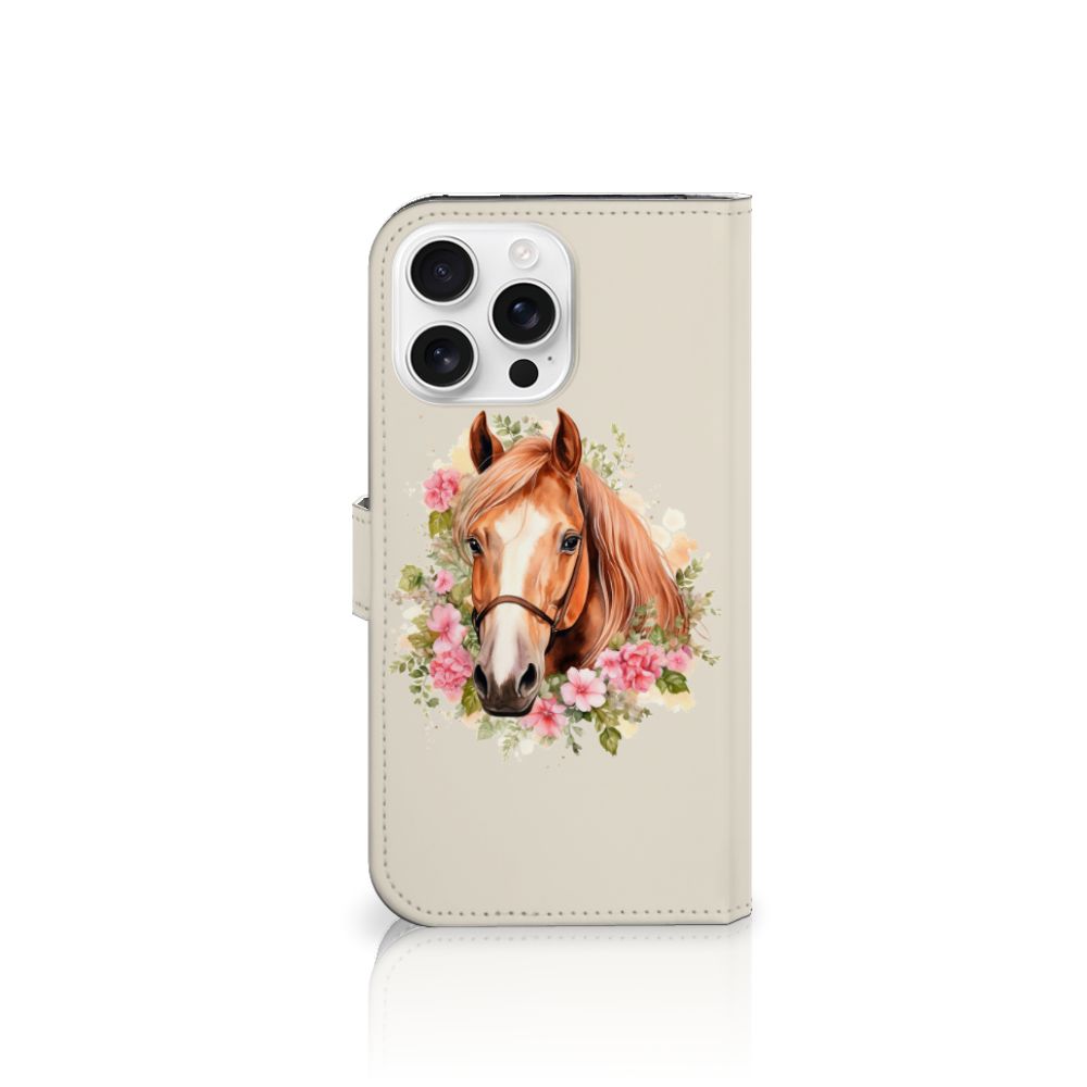 iPhone 16 Pro Max Telefoonhoesje met Pasjes Paard voorkant