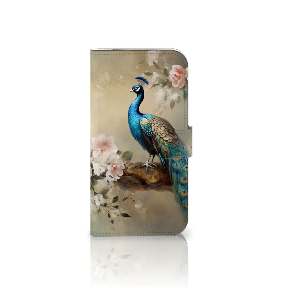 iPhone 16 Pro Max Telefoonhoesje met Pasjes Vintage Pauwen voorkant